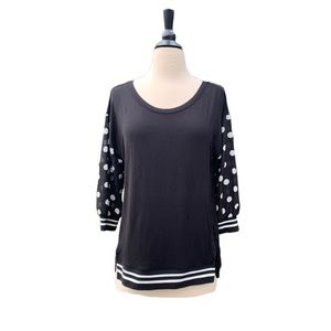 Stylish & Elegant blouse women M, black and white with 3/4 sleeves